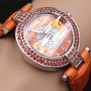 Orange Sapphire and Diamond 3.28 Ct Watch